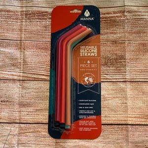 Manna Brand  6 Piece Reusable Silicone Straw New